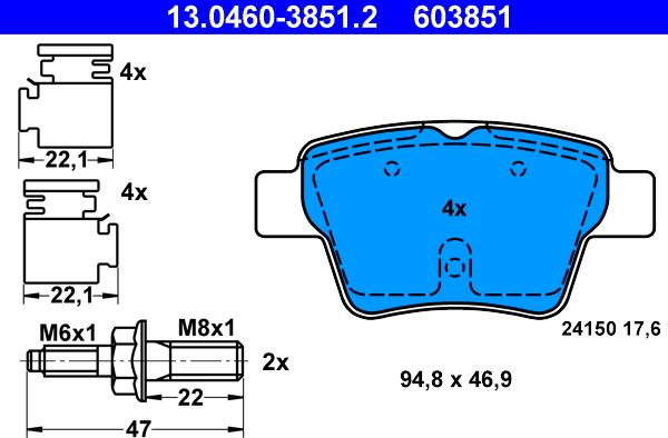 ATE 13.0460-3851.2 - Kit de plaquettes de frein, frein à disque cwaw.fr