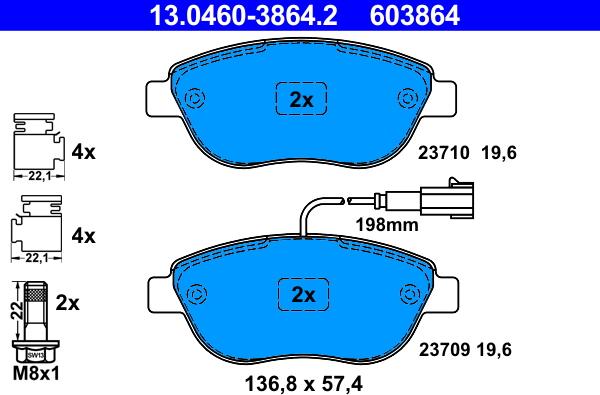 ATE 13.0460-3864.2 - Kit de plaquettes de frein, frein à disque cwaw.fr