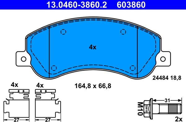 ATE 13.0460-3860.2 - Kit de plaquettes de frein, frein à disque cwaw.fr