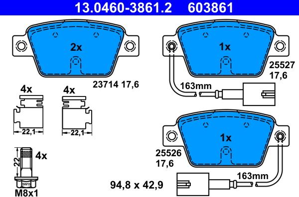 ATE 13.0460-3861.2 - Kit de plaquettes de frein, frein à disque cwaw.fr