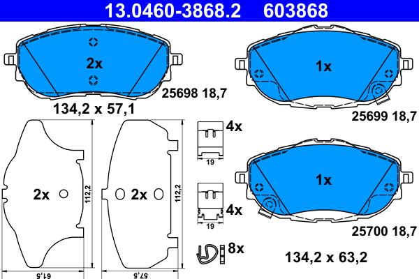 ATE 13.0460-3868.2 - Kit de plaquettes de frein, frein à disque cwaw.fr