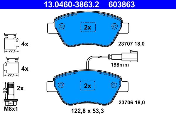 ATE 13.0460-3863.2 - Kit de plaquettes de frein, frein à disque cwaw.fr