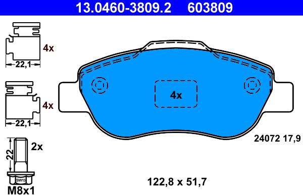 ATE 13.0460-3809.2 - Kit de plaquettes de frein, frein à disque cwaw.fr