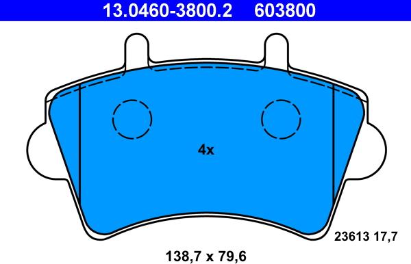 ATE 13.0460-3800.2 - Kit de plaquettes de frein, frein à disque cwaw.fr