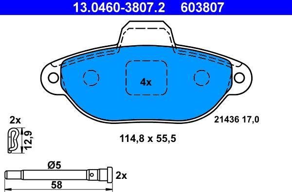 ATE 13.0460-3807.2 - Kit de plaquettes de frein, frein à disque cwaw.fr