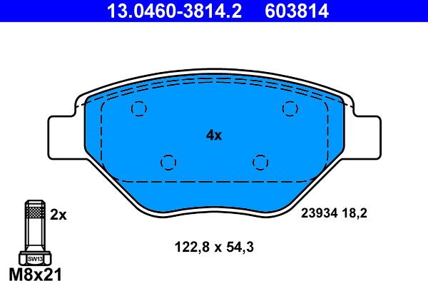 ATE 13.0460-3814.2 - Kit de plaquettes de frein, frein à disque cwaw.fr