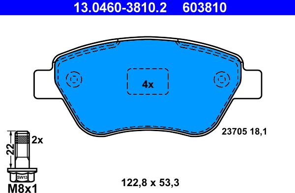 ATE 13.0460-3810.2 - Kit de plaquettes de frein, frein à disque cwaw.fr