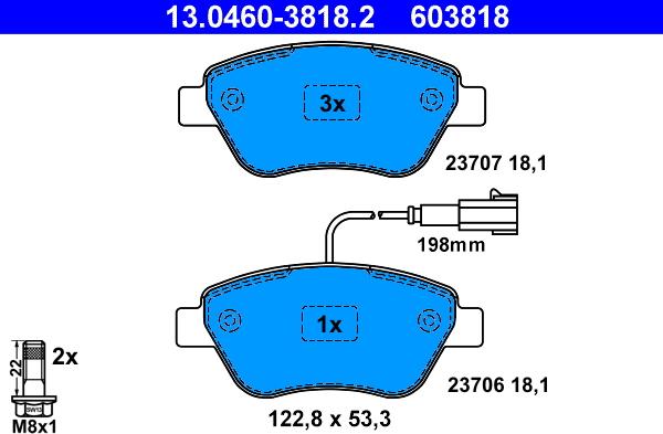 ATE 13.0460-3818.2 - Kit de plaquettes de frein, frein à disque cwaw.fr