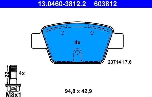 ATE 13.0460-3812.2 - Kit de plaquettes de frein, frein à disque cwaw.fr