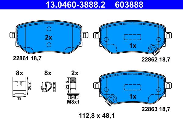 ATE 13.0460-3888.2 - Kit de plaquettes de frein, frein à disque cwaw.fr