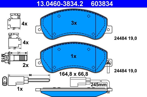 ATE 13.0460-3834.2 - Kit de plaquettes de frein, frein à disque cwaw.fr