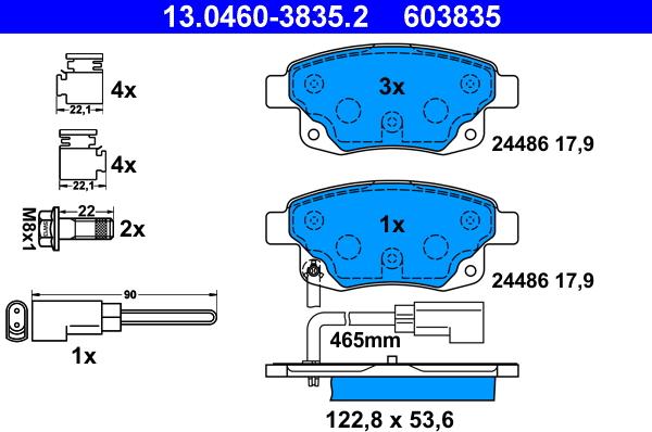 ATE 13.0460-3835.2 - Kit de plaquettes de frein, frein à disque cwaw.fr