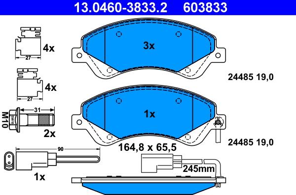 ATE 13.0460-3833.2 - Kit de plaquettes de frein, frein à disque cwaw.fr