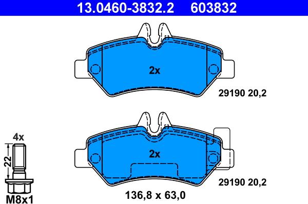 ATE 13.0460-3832.2 - Kit de plaquettes de frein, frein à disque cwaw.fr