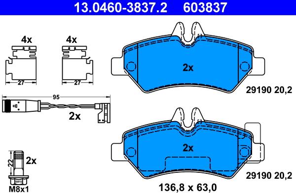 ATE 13.0460-3837.2 - Kit de plaquettes de frein, frein à disque cwaw.fr