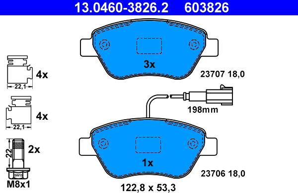 ATE 13.0460-3826.2 - Kit de plaquettes de frein, frein à disque cwaw.fr