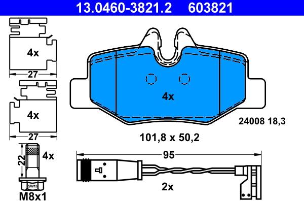 ATE 13.0460-3821.2 - Kit de plaquettes de frein, frein à disque cwaw.fr