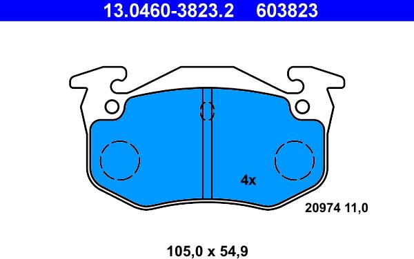 ATE 13.0460-3823.2 - Kit de plaquettes de frein, frein à disque cwaw.fr