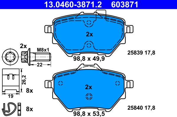 ATE 13.0460-3871.2 - Kit de plaquettes de frein, frein à disque cwaw.fr