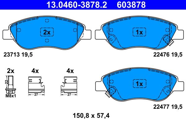 ATE 13.0460-3878.2 - Kit de plaquettes de frein, frein à disque cwaw.fr