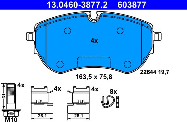 ATE 13.0460-3877.2 - Kit de plaquettes de frein, frein à disque cwaw.fr