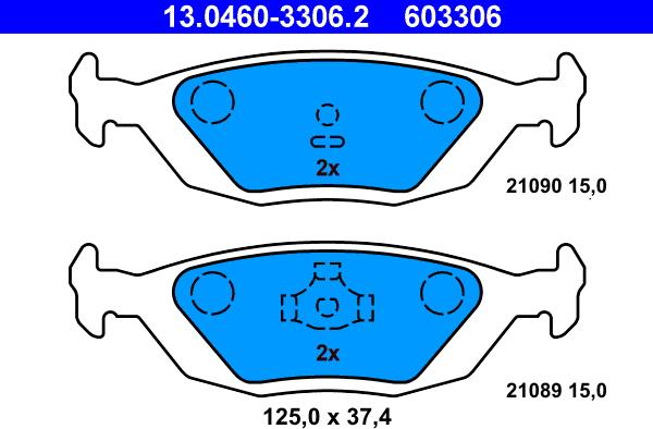 ATE 13.0460-3306.2 - Kit de plaquettes de frein, frein à disque cwaw.fr