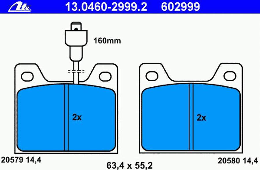 ATE 13046029992 - Kit de plaquettes de frein, frein à disque cwaw.fr