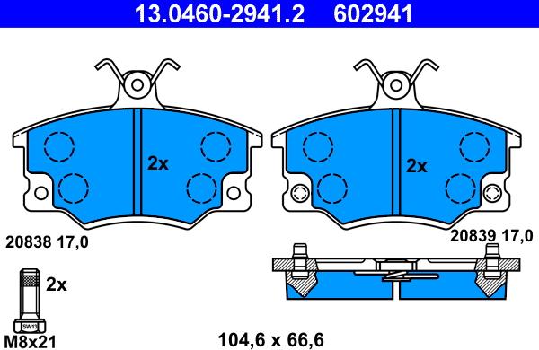 ATE 13.0460-2941.2 - Kit de plaquettes de frein, frein à disque cwaw.fr