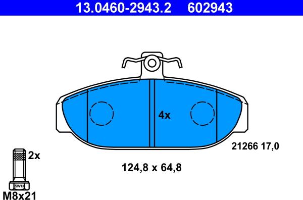 ATE 13.0460-2943.2 - Kit de plaquettes de frein, frein à disque cwaw.fr