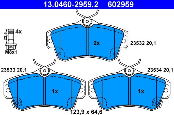 ATE 13.0460-2959.2 - Kit de plaquettes de frein, frein à disque cwaw.fr