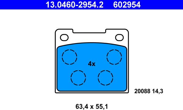 ATE 13.0460-2954.2 - Kit de plaquettes de frein, frein à disque cwaw.fr