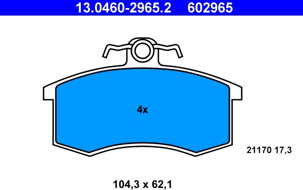 ATE 13.0460-2965.2 - Kit de plaquettes de frein, frein à disque cwaw.fr