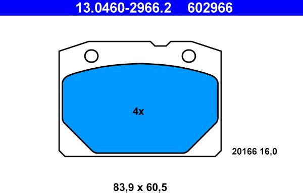 ATE 13.0460-2966.2 - Kit de plaquettes de frein, frein à disque cwaw.fr