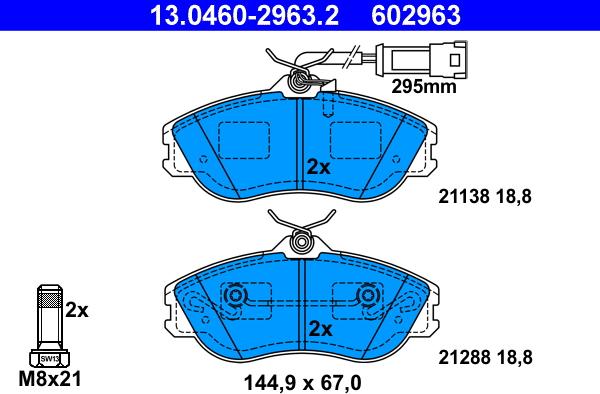 ATE 13.0460-2963.2 - Kit de plaquettes de frein, frein à disque cwaw.fr