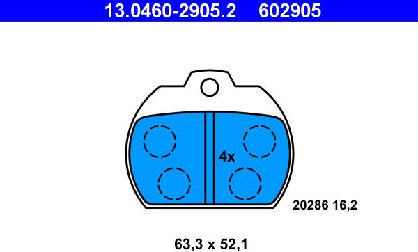 ATE 13.0460-2905.2 - Kit de plaquettes de frein, frein à disque cwaw.fr