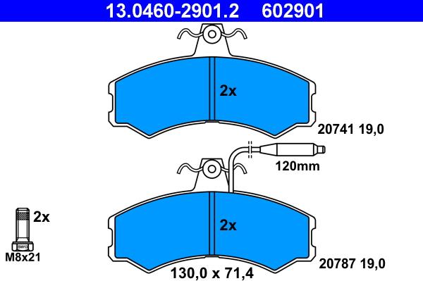 ATE 13.0460-2901.2 - Kit de plaquettes de frein, frein à disque cwaw.fr