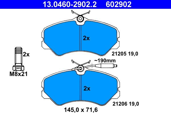 ATE 13.0460-2902.2 - Kit de plaquettes de frein, frein à disque cwaw.fr