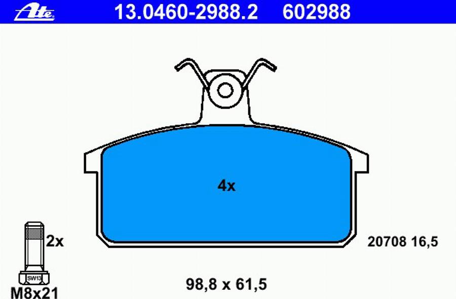 ATE 13.0460-2988.2 - Kit de plaquettes de frein, frein à disque cwaw.fr