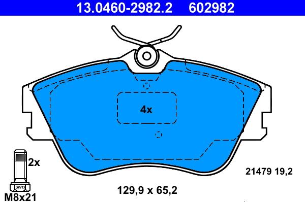 ATE 13.0460-2982.2 - Kit de plaquettes de frein, frein à disque cwaw.fr