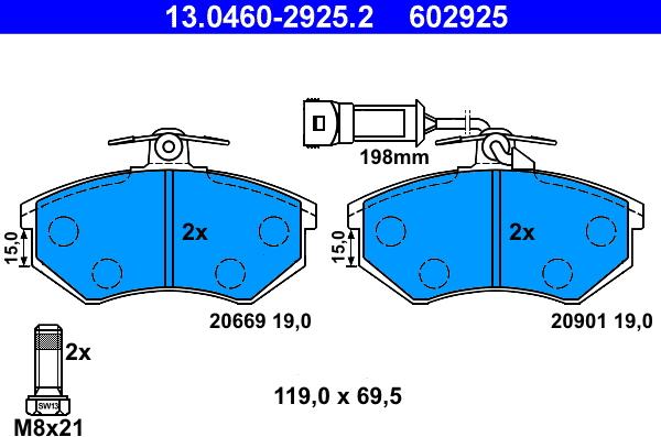 ATE 13.0460-2925.2 - Kit de plaquettes de frein, frein à disque cwaw.fr