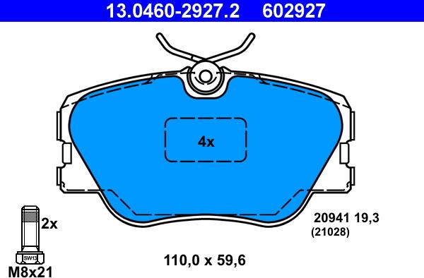 ATE 13.0460-2927.2 - Kit de plaquettes de frein, frein à disque cwaw.fr