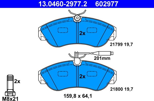 ATE 13.0460-2977.2 - Kit de plaquettes de frein, frein à disque cwaw.fr