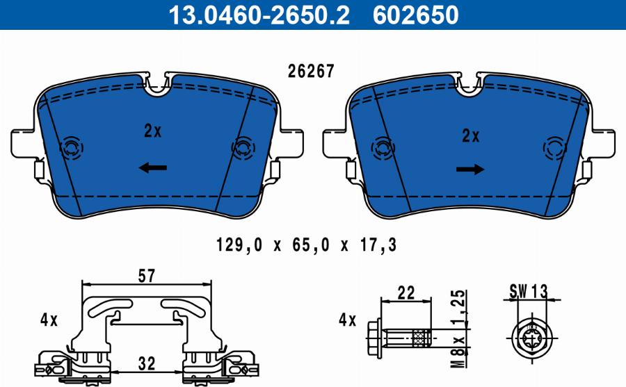 ATE 13.0460-2650.2 - Kit de plaquettes de frein, frein à disque cwaw.fr