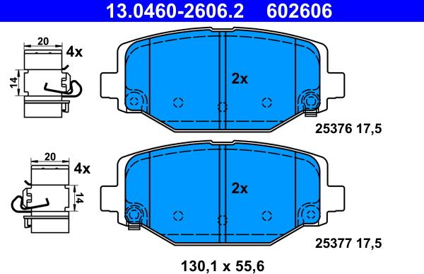 ATE 13.0460-2606.2 - Kit de plaquettes de frein, frein à disque cwaw.fr