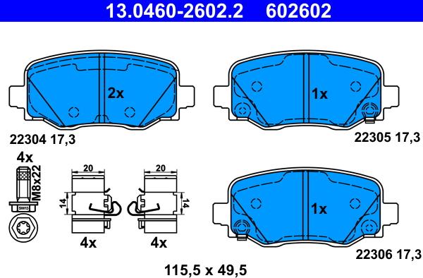 ATE 13.0460-2602.2 - Kit de plaquettes de frein, frein à disque cwaw.fr