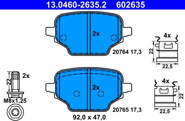 ATE 13.0460-2635.2 - Kit de plaquettes de frein, frein à disque cwaw.fr