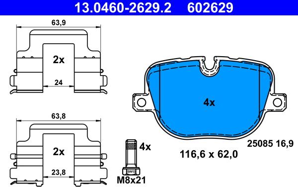 ATE 13.0460-2629.2 - Kit de plaquettes de frein, frein à disque cwaw.fr