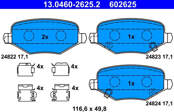 ATE 13.0460-2625.2 - Kit de plaquettes de frein, frein à disque cwaw.fr