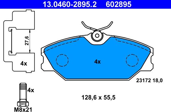 ATE 13.0460-2895.2 - Kit de plaquettes de frein, frein à disque cwaw.fr