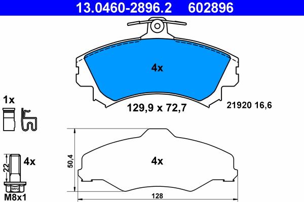 ATE 13.0460-2896.2 - Kit de plaquettes de frein, frein à disque cwaw.fr